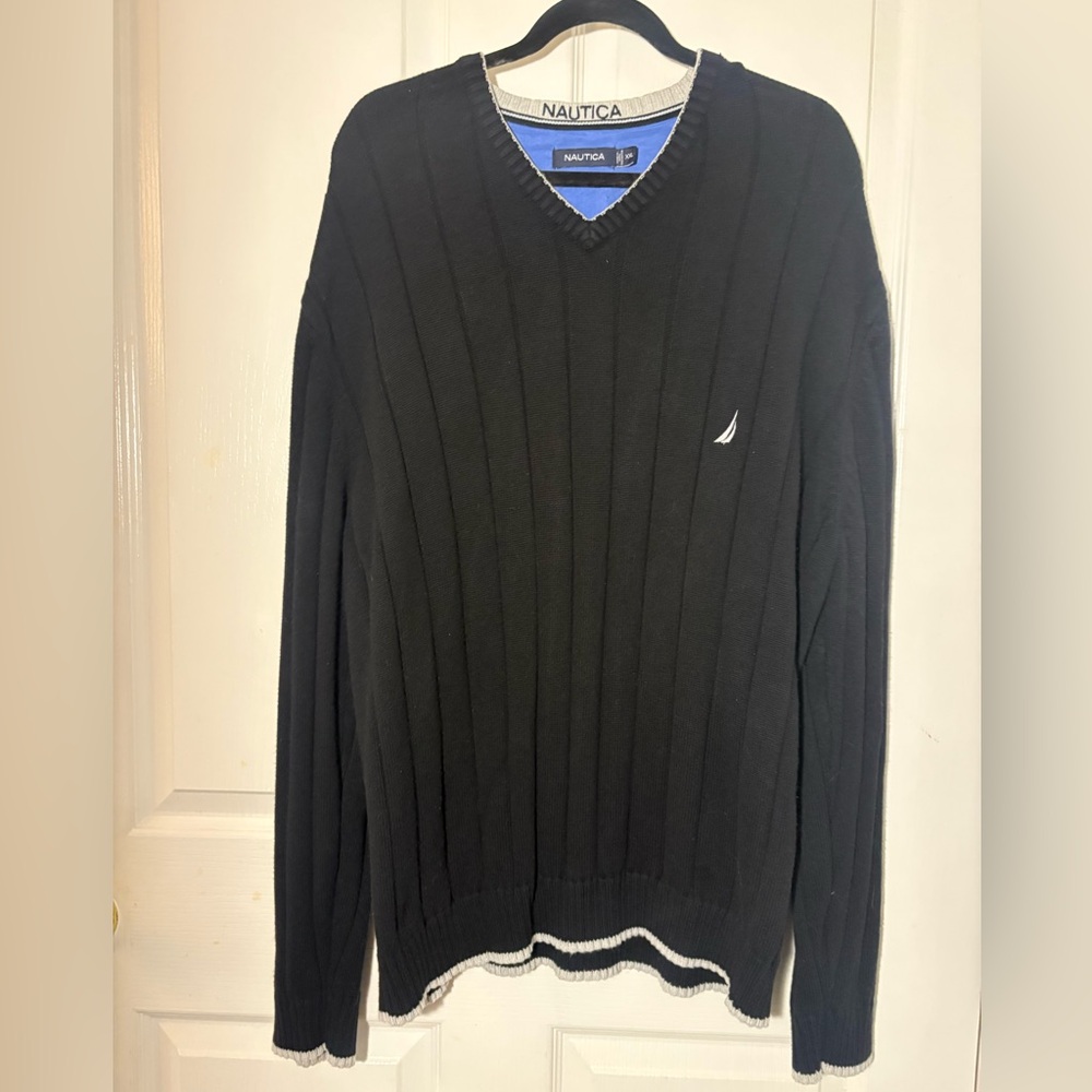 Nautica Men's V-Neck Black Sweater